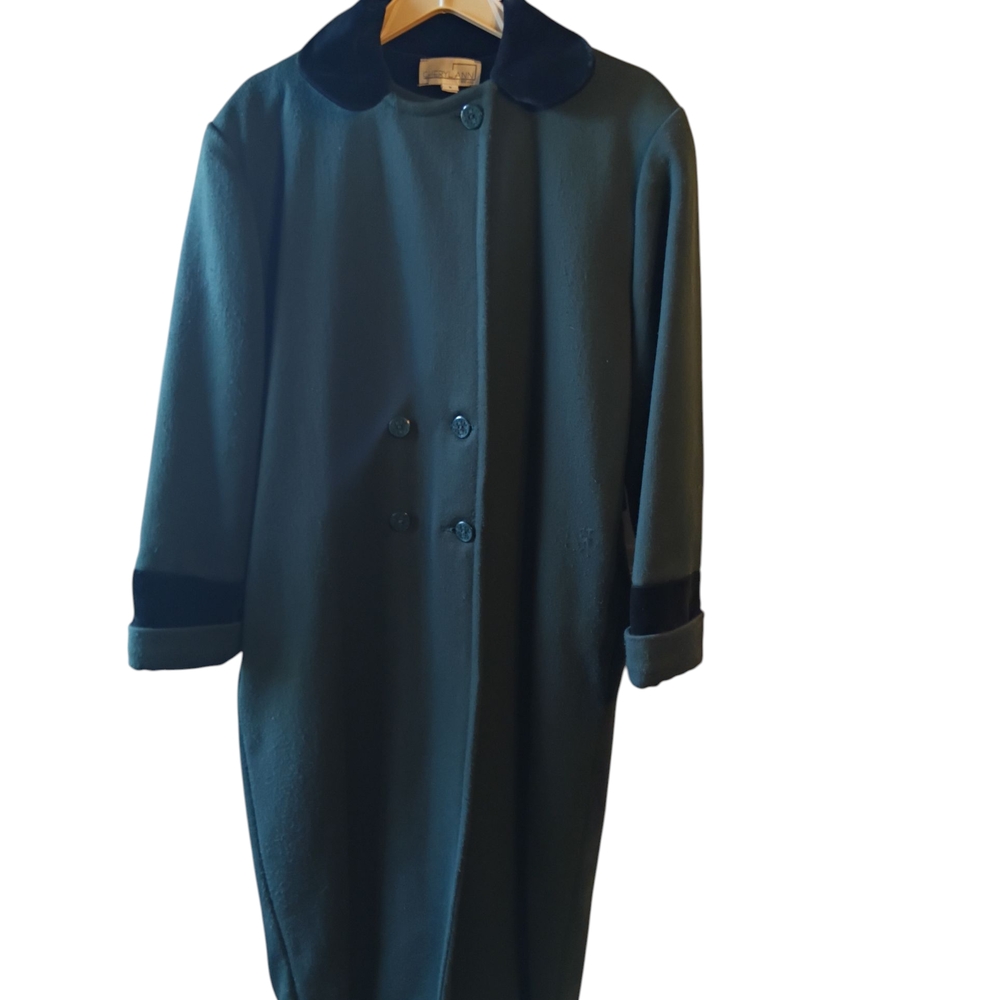 Elegant Green Pea Coat with Classic Collar 1960s